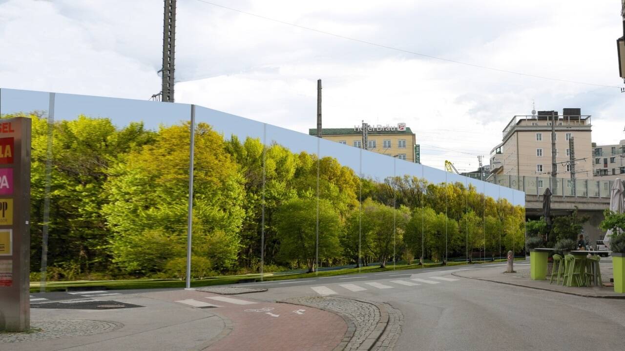 So könnte die Baustelle für den S-Link in der Rainerstraße in Salzburg aussehen. Welche Motive die Bauzäune zieren, ist noch offen.  
