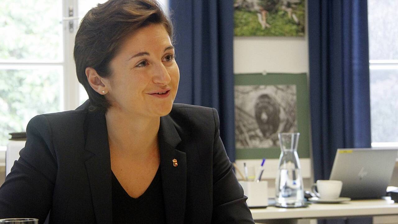 LH-Stv. Marlene Svazek (FPÖ) in ihrem Büro. Dort hängt auch das Bild des ersten geschossenen Wolfes im Bundesland.  