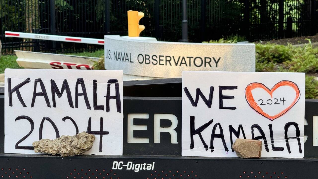 Unterstützungsbotschaften für Kamala Harris.  