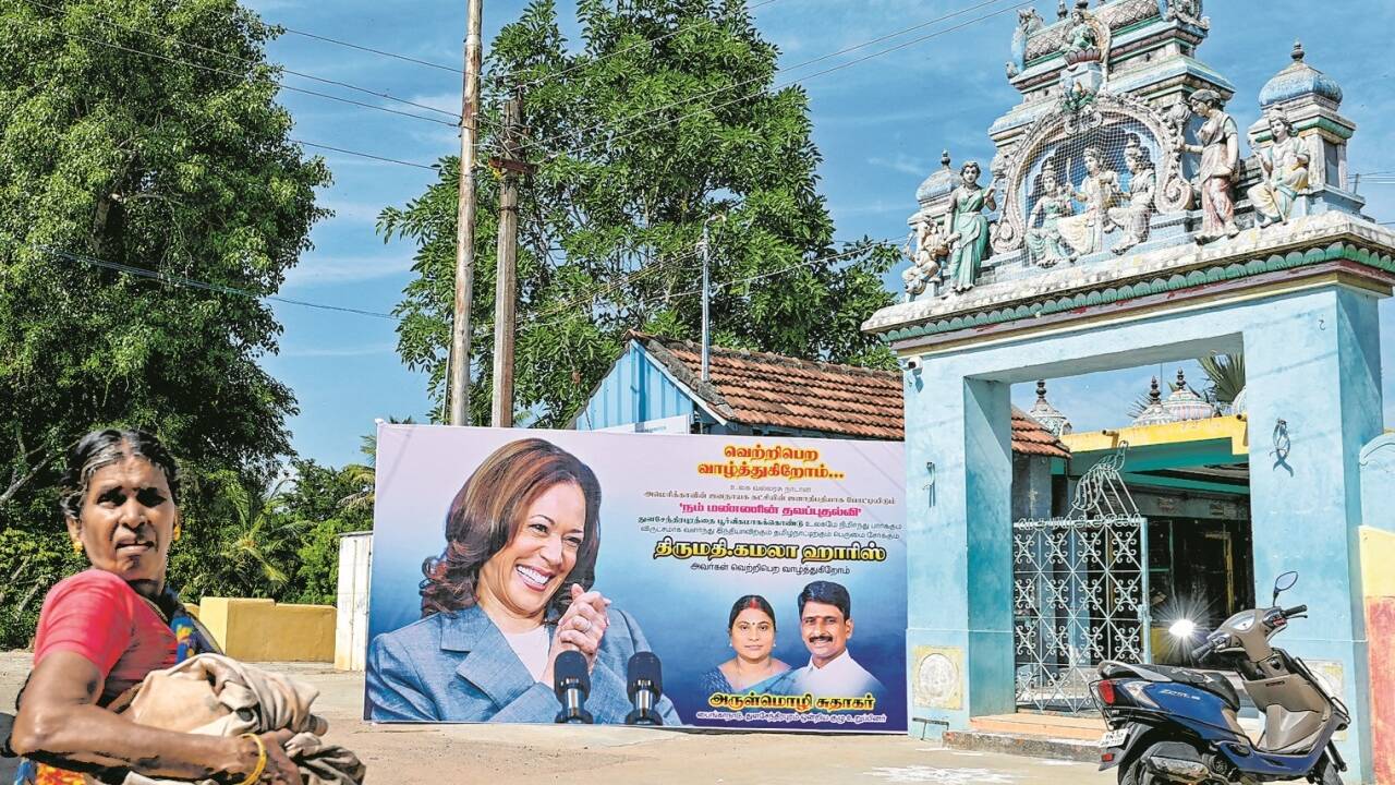 Harris wird in Thulasendrapuram, dem Heimatdorf ihrer Mutter Shyamala Gopalan, gefeiert. /Idrees MOHAMMED  