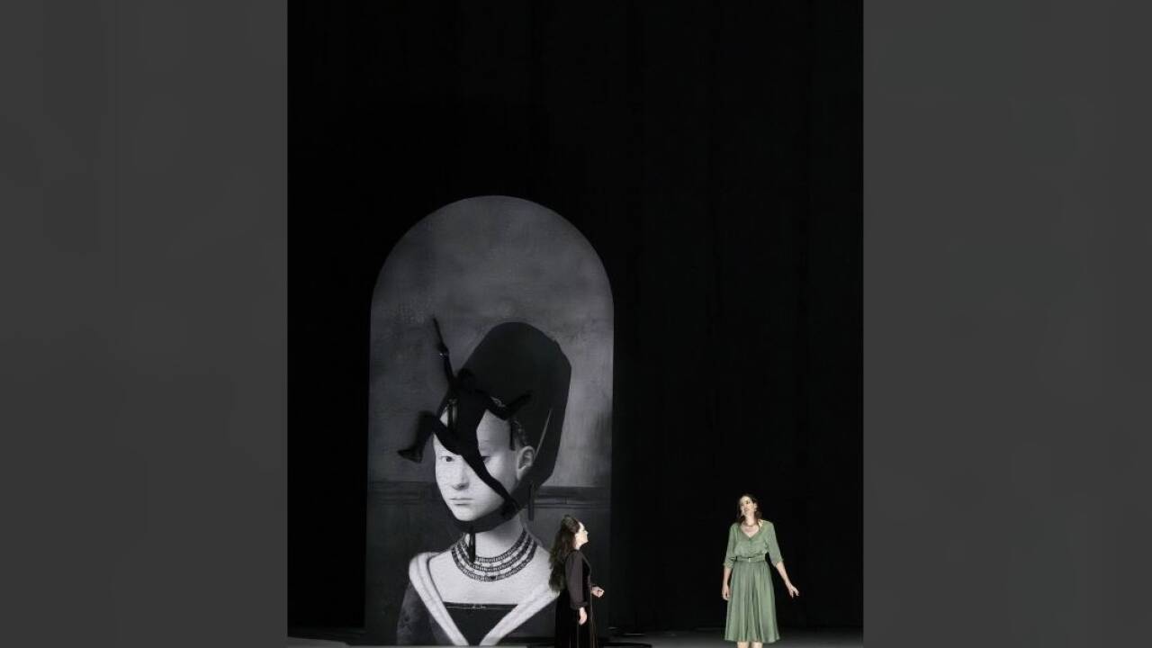 Nadezhda Pavlova als Donna Anna, Federica Lombardi als Donna Elvira.  Nadezhda Pavlova als Donna Anna, Federica Lombardi als Donna Elvira.