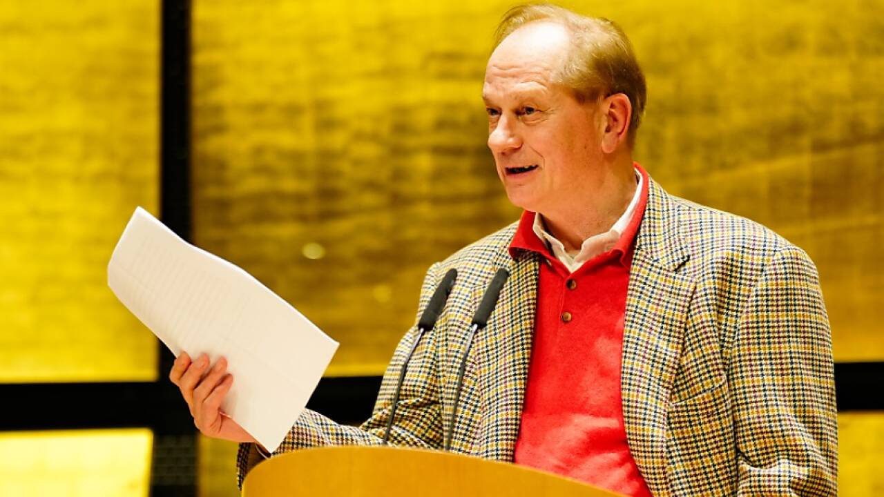 Josef Winkler als er heuer im Jänner Austro-Staatspreis 2023 erhielt 
