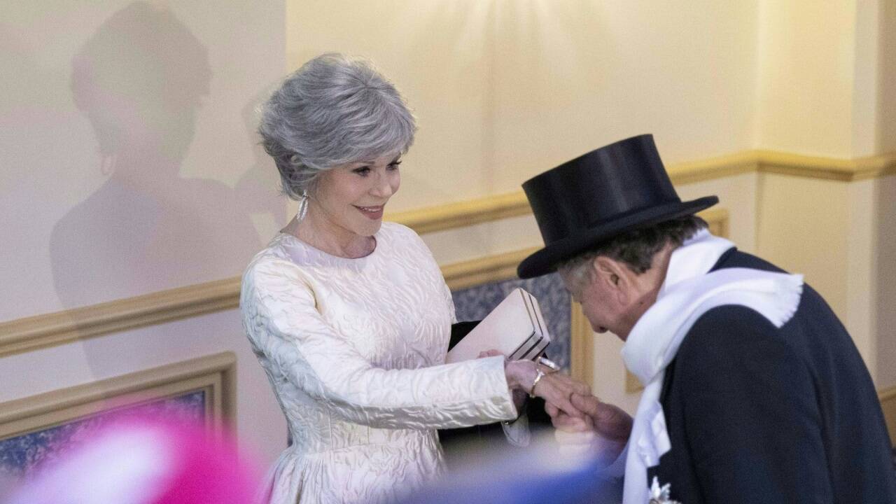 Hollywoodstar Jane Fonda mit Lugner im Jahr 2023. 