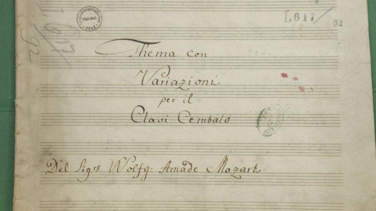 Titelseite der Partitur des Musikstückes "Mailänder Variationen" Titelseite der Partitur des Musikstückes 'Mailänder Variationen'