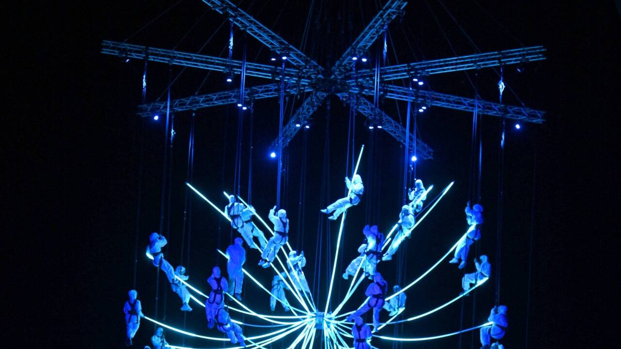 Visualisierte Klangwolke 'Pioneers 52 Hz' am Samstag, 7. September 2024, in Linz 
