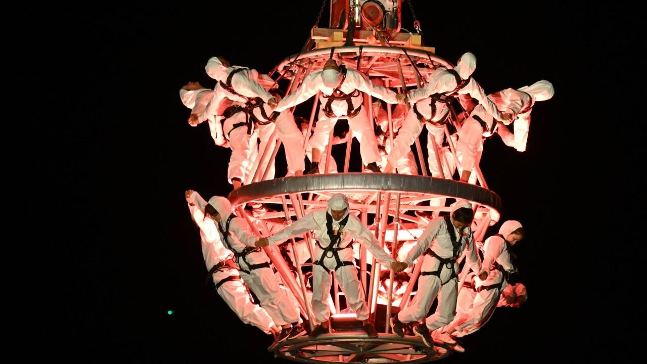 Visualisierte Klangwolke 'Pioneers 52 Hz' am Samstag, 7. September 2024, in Linz 