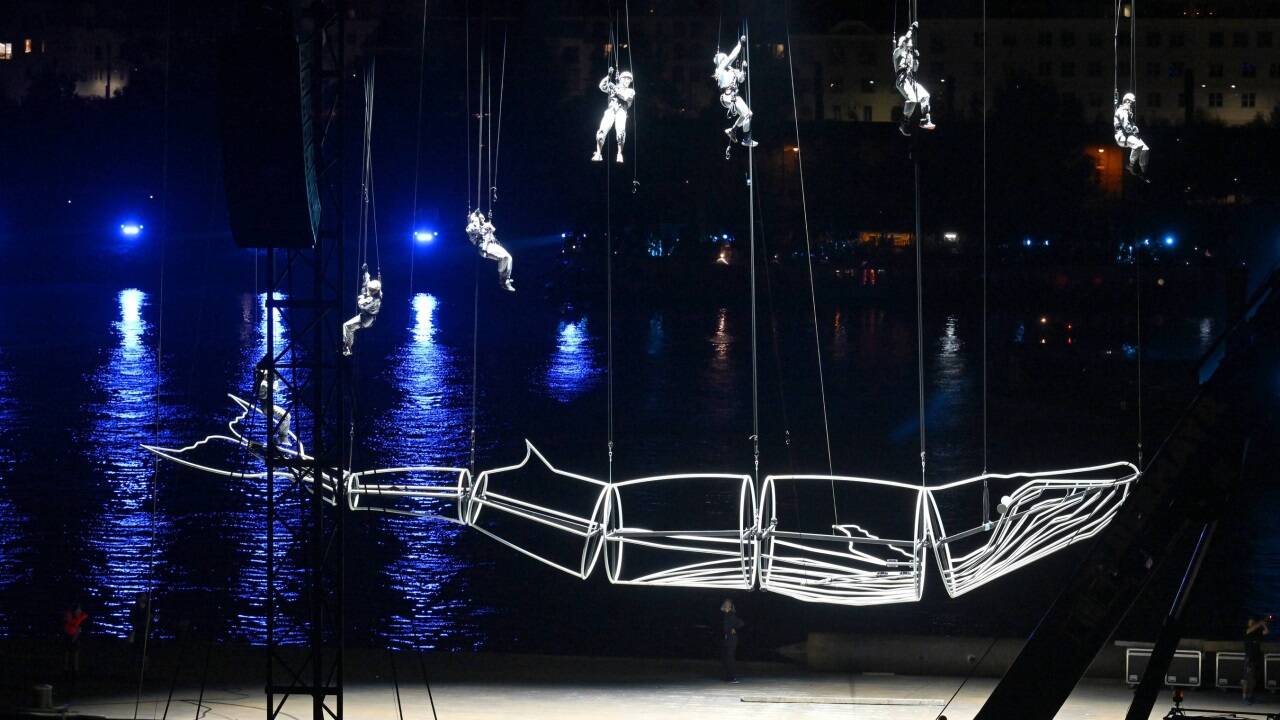 Visualisierte Klangwolke 'Pioneers 52 Hz' am Samstag, 7. September 2024, in Linz 