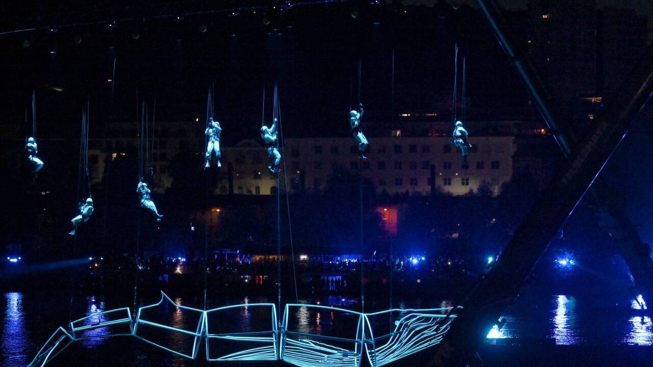 Visualisierte Klangwolke 'Pioneers 52 Hz' am Samstag, 7. September 2024, in Linz 