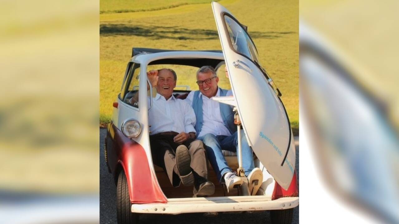 Johann Haas genoss die Ausfahrt in der Isetta von Thomas Neureiter. 
