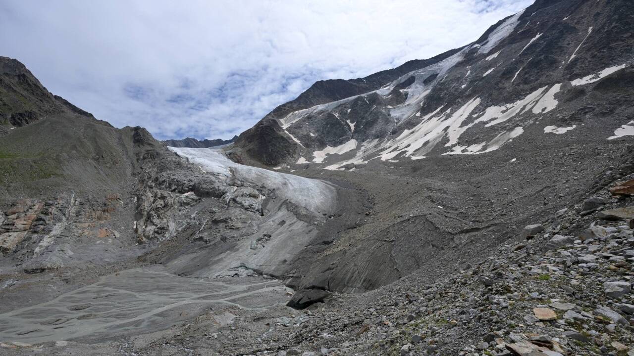 Ein Blick auf den Taschachferner im Pitztal am 5. August 2024.  