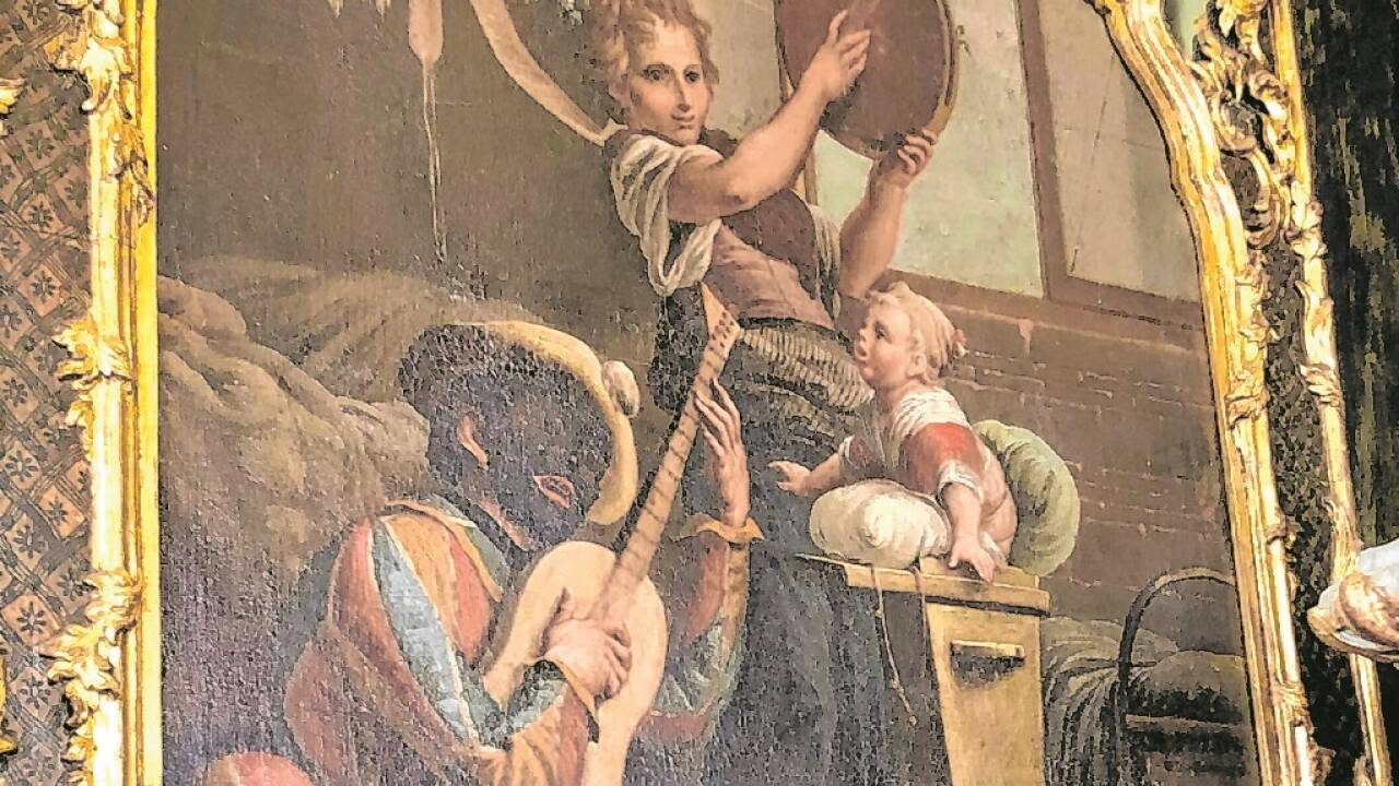 Szene der Commedia dell’Arte in dem von Max Reinhardt in Schloss Leopoldskron eingerichteten Venezianischen Salon. Szene der Commedia dell’Arte in dem von Max Reinhardt in Schloss Leopoldskron eingerichteten Venezianischen Salon.
