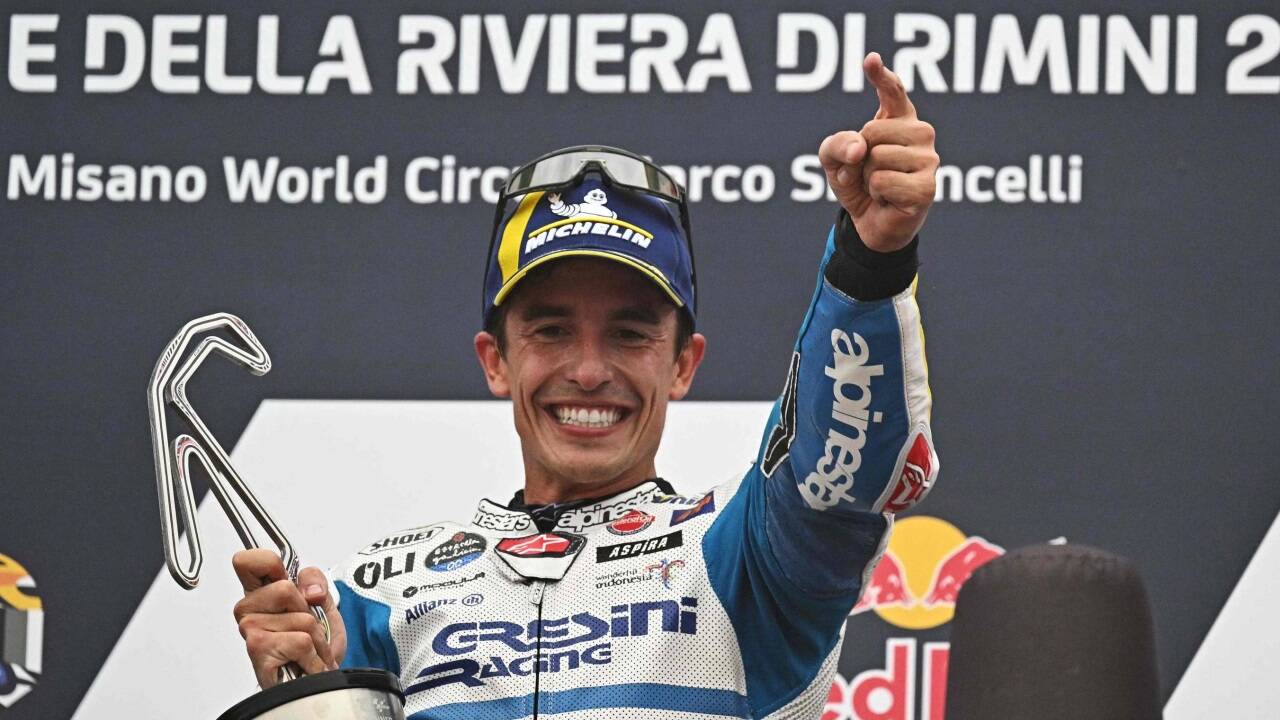 Marc Márquez jubelte in Misano über seinen zweiten Sieg in der MotoGP in Folge. 
