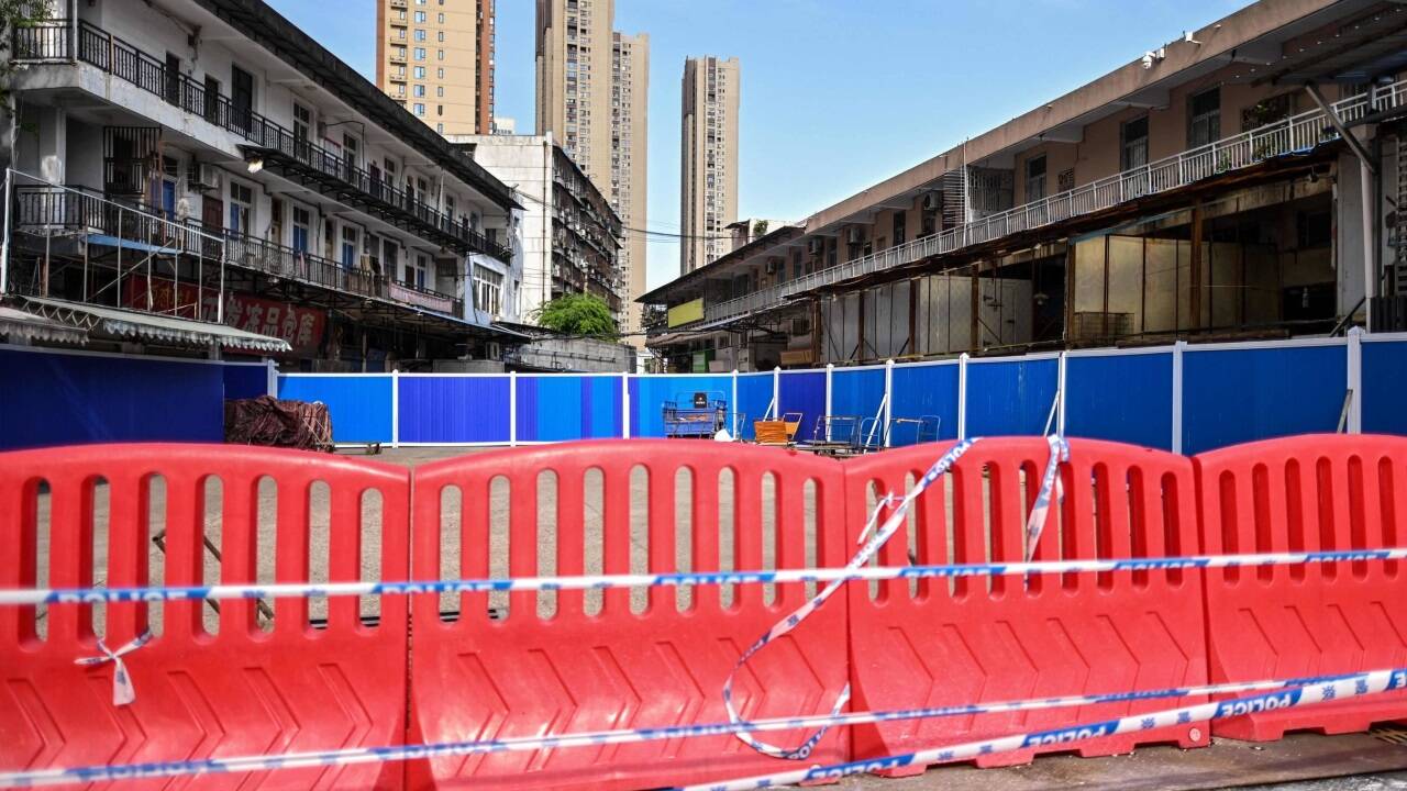 Der gesperrte Wildtiermarkt in Wuhan im April 2020. Eine Studie liefert Hinweise darauf, dass Sars-CoV-2 von dort stammt.  