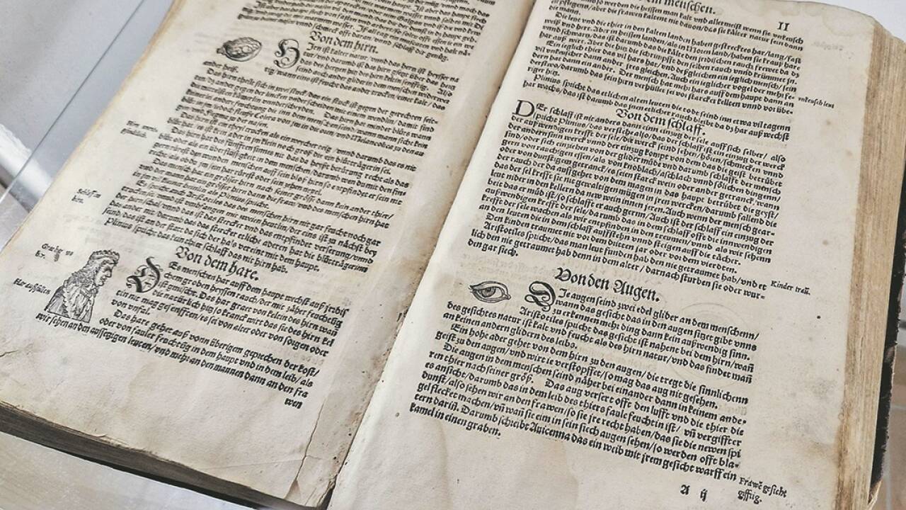 Kuriosum: Im Medizinhandbuch aus den Jahren 1535/45 sind Einhörner und Drachen beschrieben. 