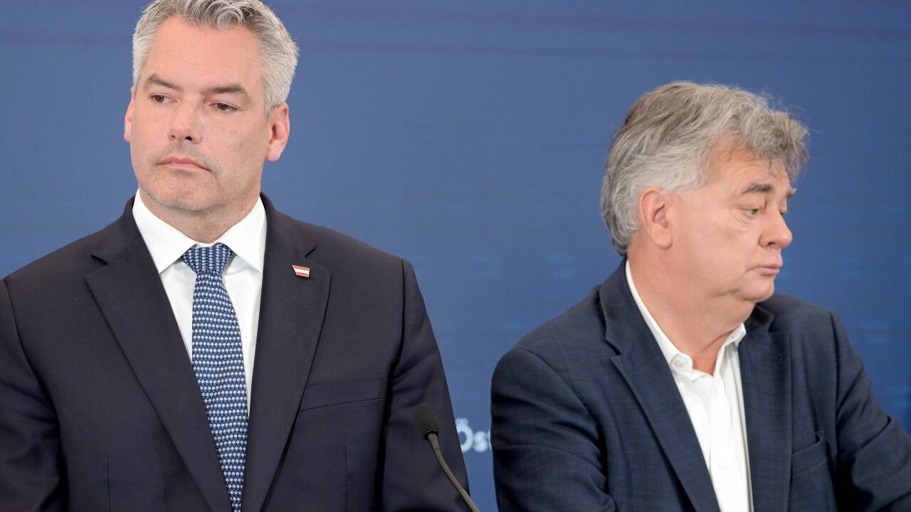 Szenen einer Ehe. Karl Nehammer und Werner Kogler.  Szenen einer Ehe. Karl Nehammer und Werner Kogler.