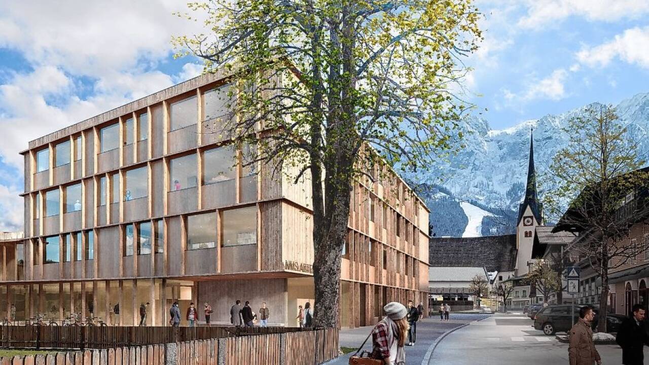 Das mehr als 70 Jahre alte vordere Gebäude wird durch einen modernen Holzbau ersetzt, der hintere Teil (nicht im Bild) wird nach und nach saniert. Bild:   Das mehr als 70 Jahre alte vordere Gebäude wird durch einen modernen Holzbau ersetzt, der hintere Teil (nicht im Bild) wird nach und nach saniert. Bild: