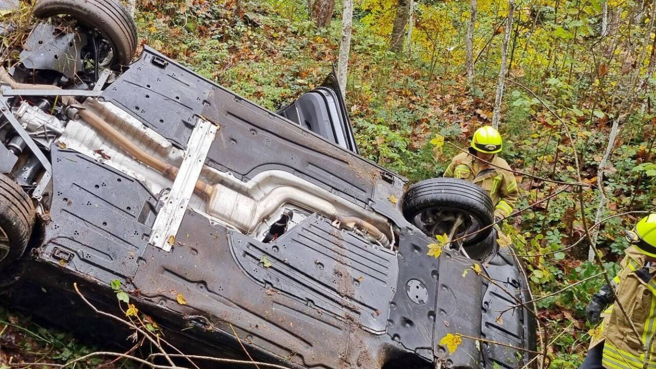 Der Unfallfahrer überstand den Absturz unverletzt. 