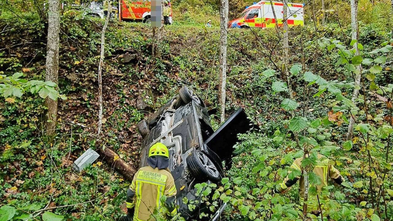 Der Unfallfahrer überstand den Absturz unverletzt. 