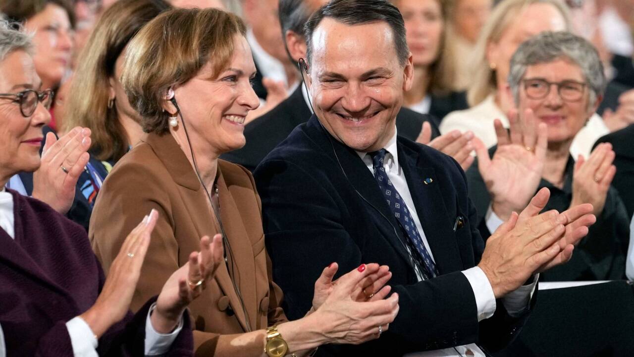 Anne Applebaum and ihr Ehemann, der polnische Außenminister Radoslaw Sikorski 