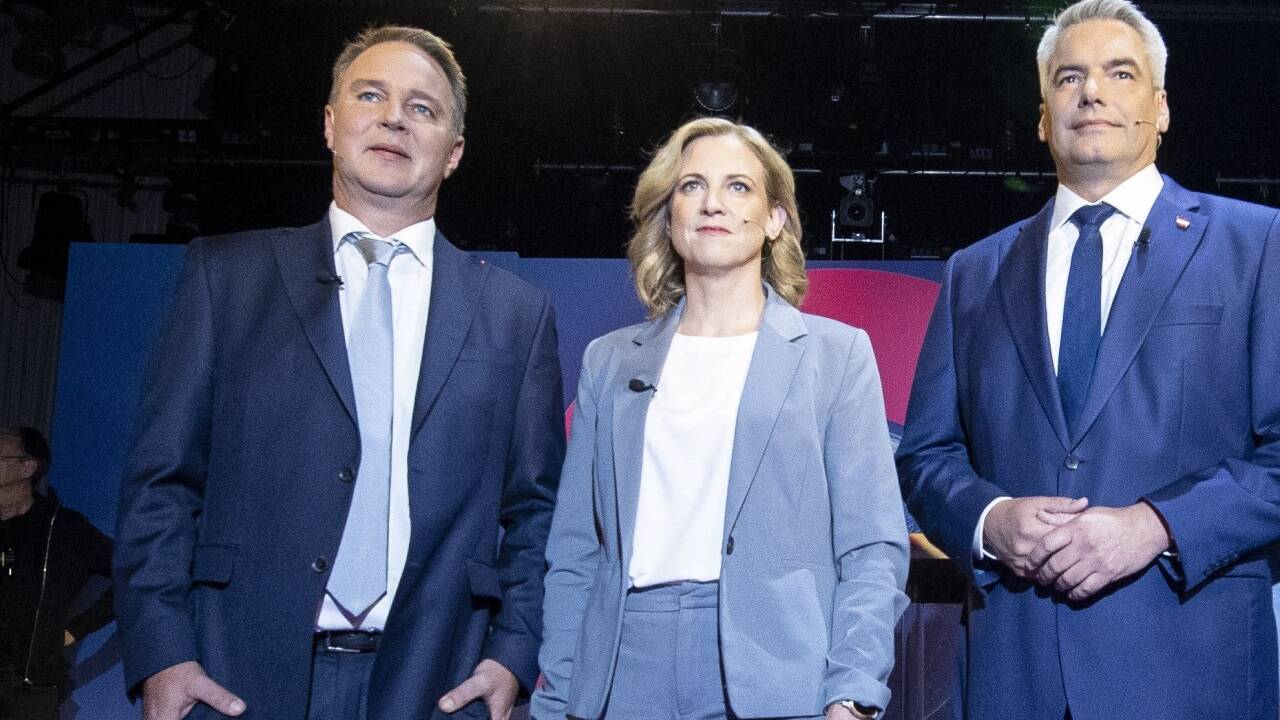 Andreas Babler, Beate Meinl-Reisinger und Karl Nehammer. 
