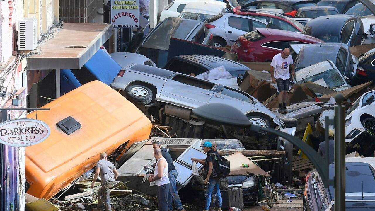 Gewalt der Überschwemmungen im Raum Valencia. 