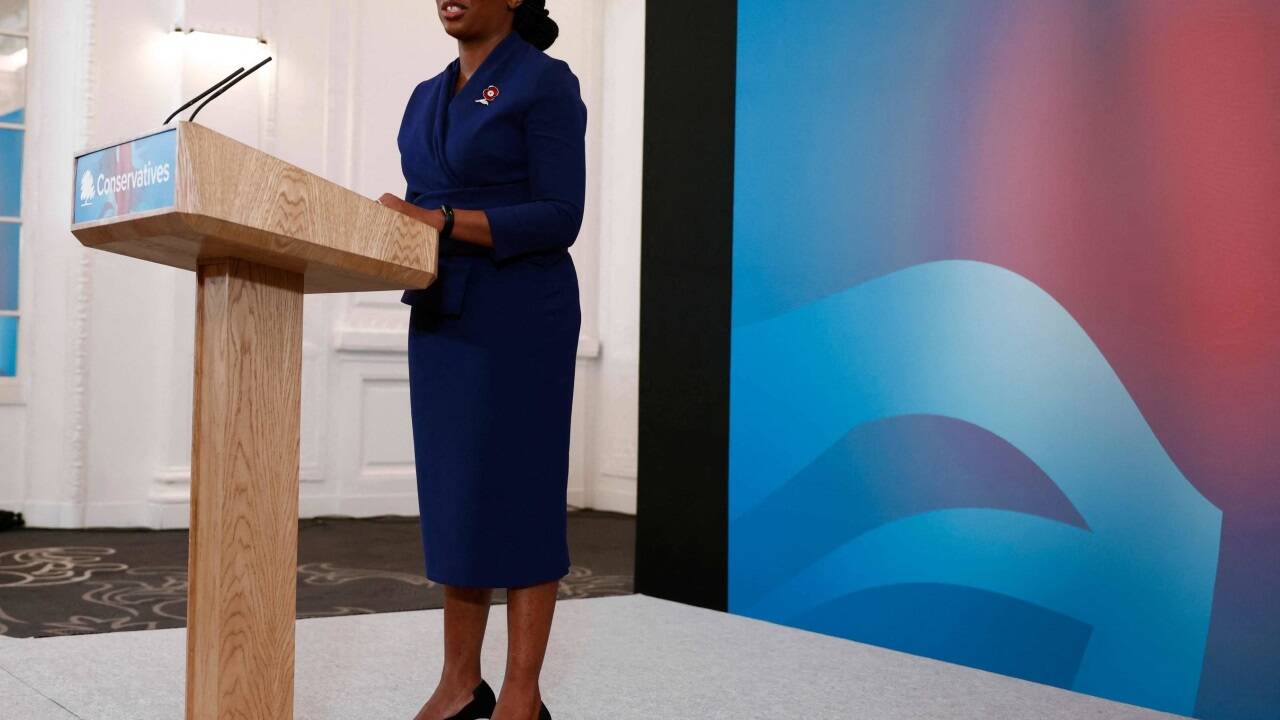 Kemi Badenoch nach ihrer Wahl am Samstag, 2. November 2024, in London.  Kemi Badenoch nach ihrer Wahl am Samstag, 2. November 2024, in London.
