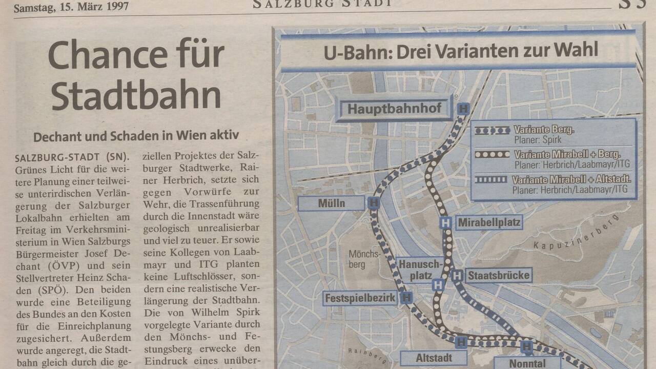 Immer und immer kamen die Bahnpläne zum Vorschein. Hier 1997, als auch noch Heinz Schaden dafür war.  