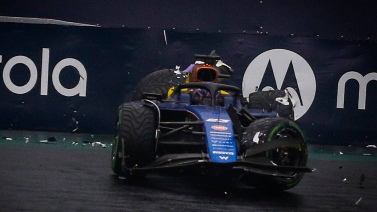 Der Williams-Bolide von Alexander Albon wurde im Qualifying in Brasilien nahezu komplett zerstört. Der Williams-Bolide von Alexander Albon wurde im Qualifying in Brasilien nahezu komplett zerstört.
