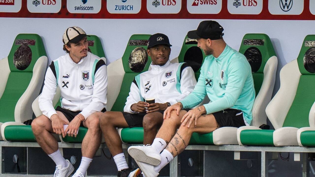 Die ÖFB-Führungsspieler Marcel Sabitzer, David Alaba, Marko Arnautovic (v. l.) und Konrad Laimer haben Redebedarf. Die ÖFB-Führungsspieler Marcel Sabitzer, David Alaba, Marko Arnautovic (v. l.) und Konrad Laimer haben Redebedarf.