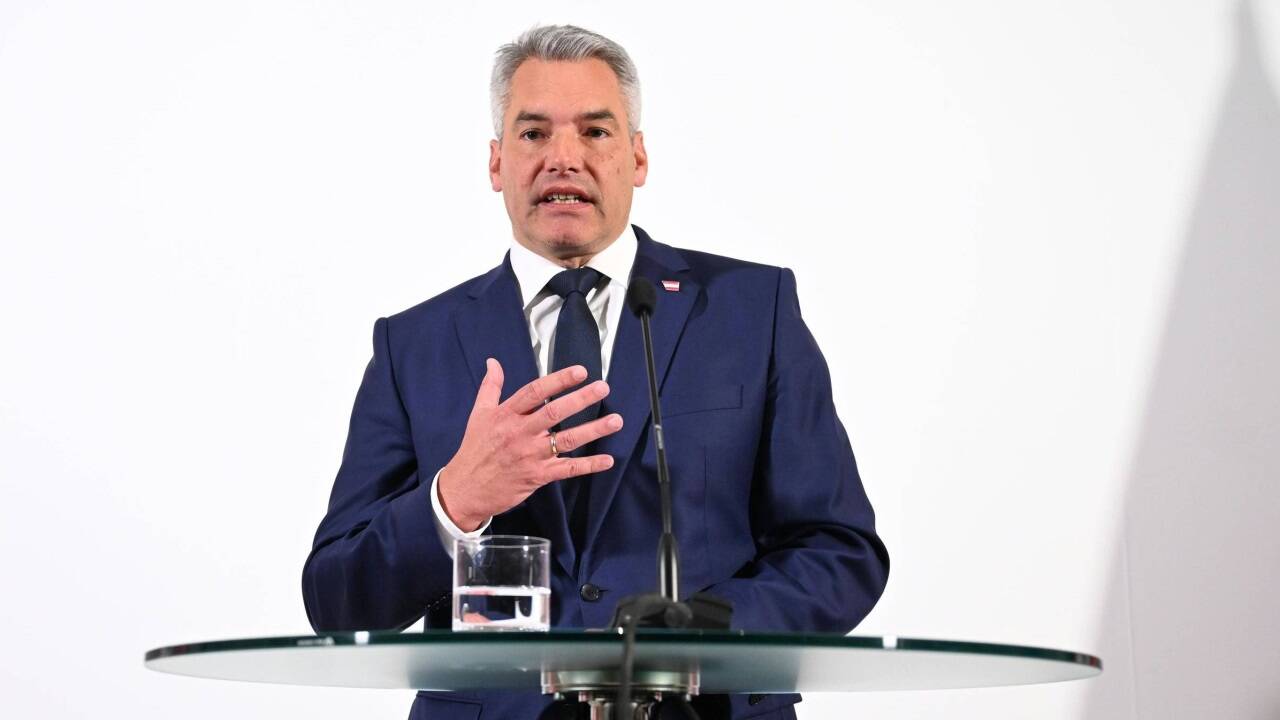 Bundeskanzler Nehammer am Dienstag zum weiteren Vorgehen in puncto Sondierungsgespräche. 