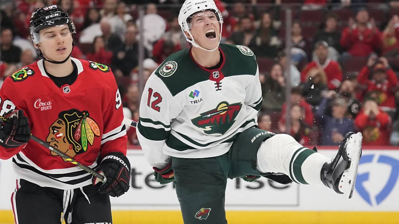 Matt Boldy bejubelt den letztlich unbelohnten Ausgleichstreffer 