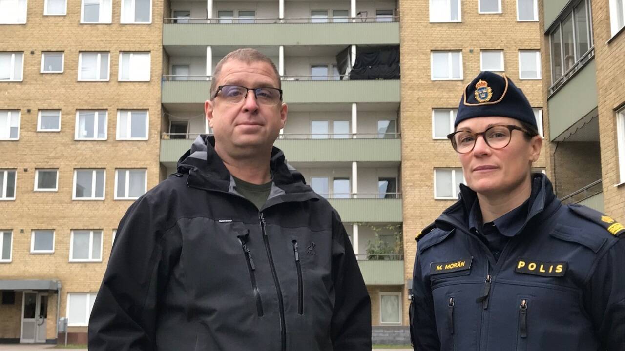 Martin Nyman, Polizist und Koordinator des Programms "Schluss mit dem Schießen", und Malin Morän, Bezirkspolizistin in Rosengård. Martin Nyman, Polizist und Koordinator des Programms 'Schluss mit dem Schießen', und Malin Morän, Bezirkspolizistin in Rosengård.