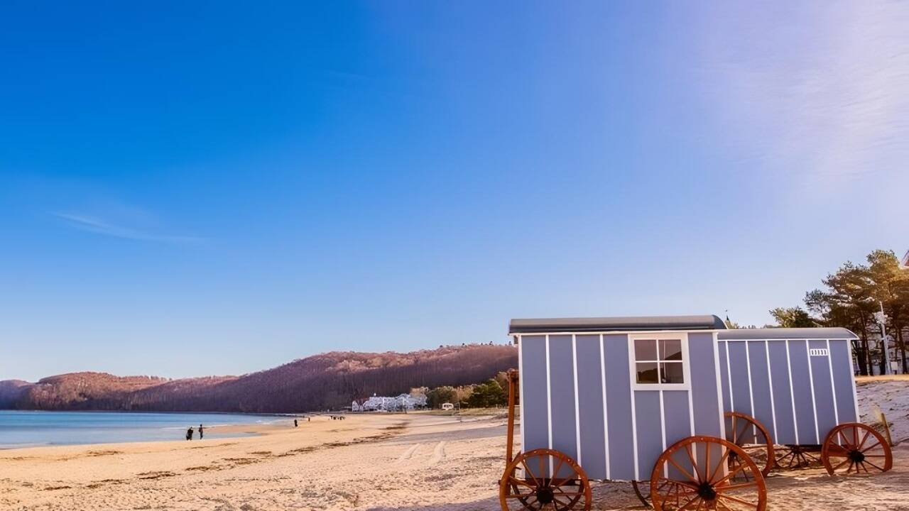 Badekarren in Binz, zur Sauna umfunktioniert. 