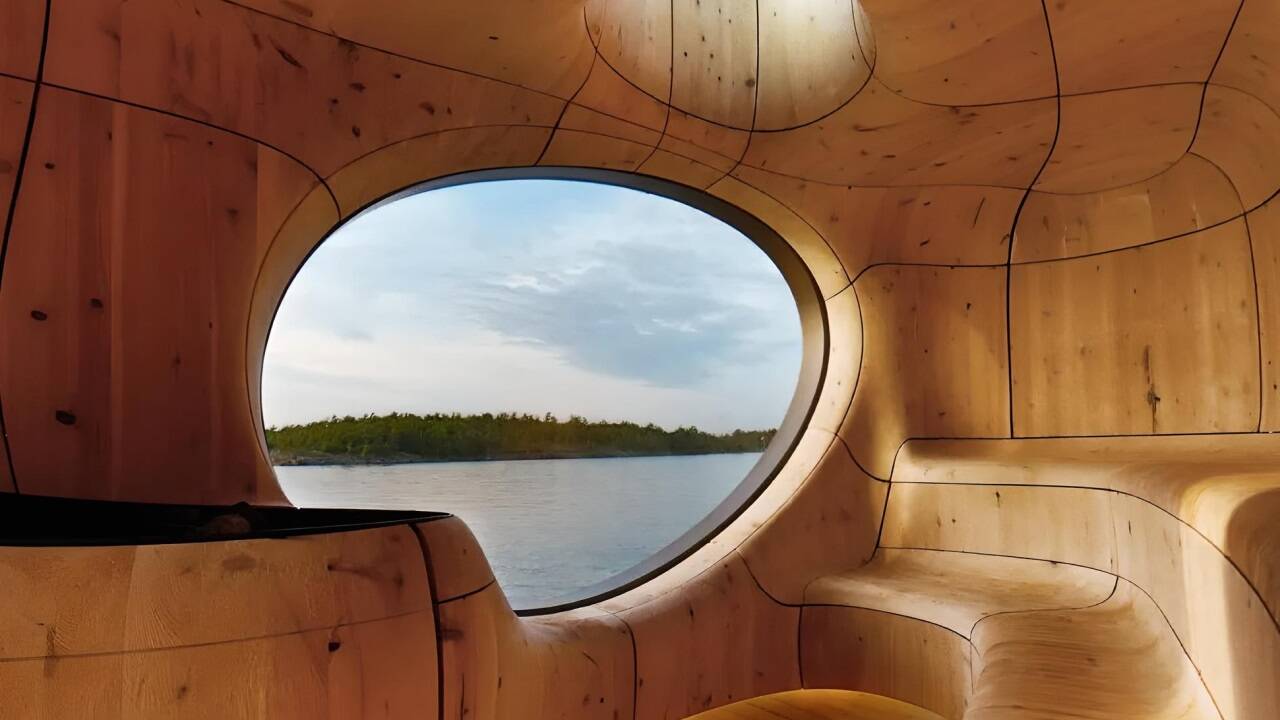 Die „Grottensauna“ am Lake Huron bei Toronto in Kanada. 