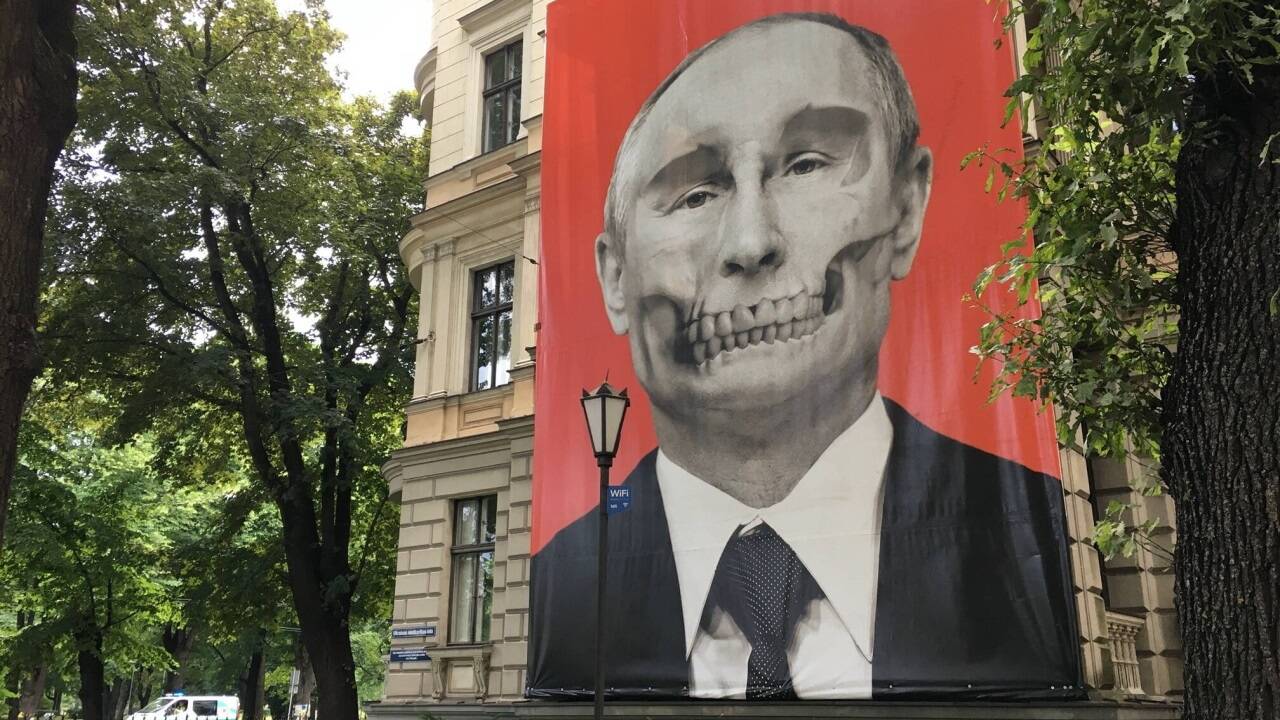 Anti-Putin-Protest im lettischen Riga. Anti-Putin-Protest im lettischen Riga.