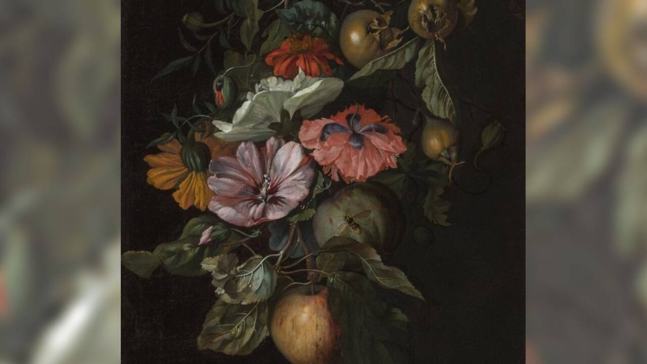 Rachel Ruysch, Blumen- und Früchtegirlande, 1682, Národní Galerie Praha, Prag <br /> 