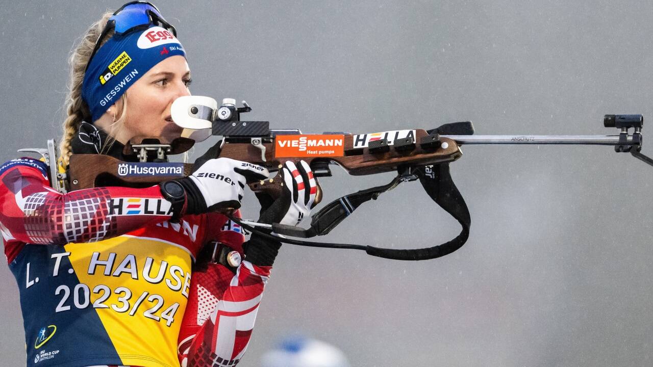 Lisa Hauser am Schießstand.  