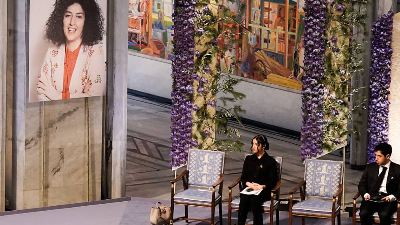 Mohammadi konnte Friedensnobelpreis 2023 nicht selbst entgegennehmen  Mohammadi konnte Friedensnobelpreis 2023 nicht selbst entgegennehmen