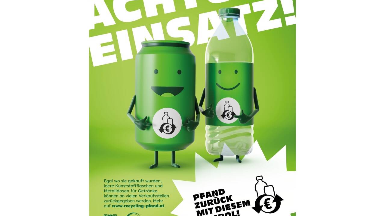 An diesem Symbol erkennt man, dass auf dem Gebinde Pfand ist.  