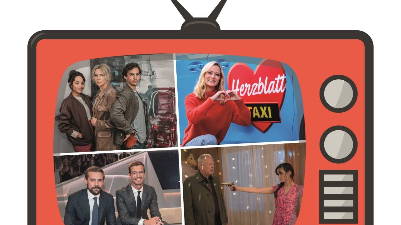 Veronica Ferres samt Team, Tina Ritschl (oben), Joko und Klaas sowie Axel Milberg (unten) liefern Fernseh-Highlights 2025. 