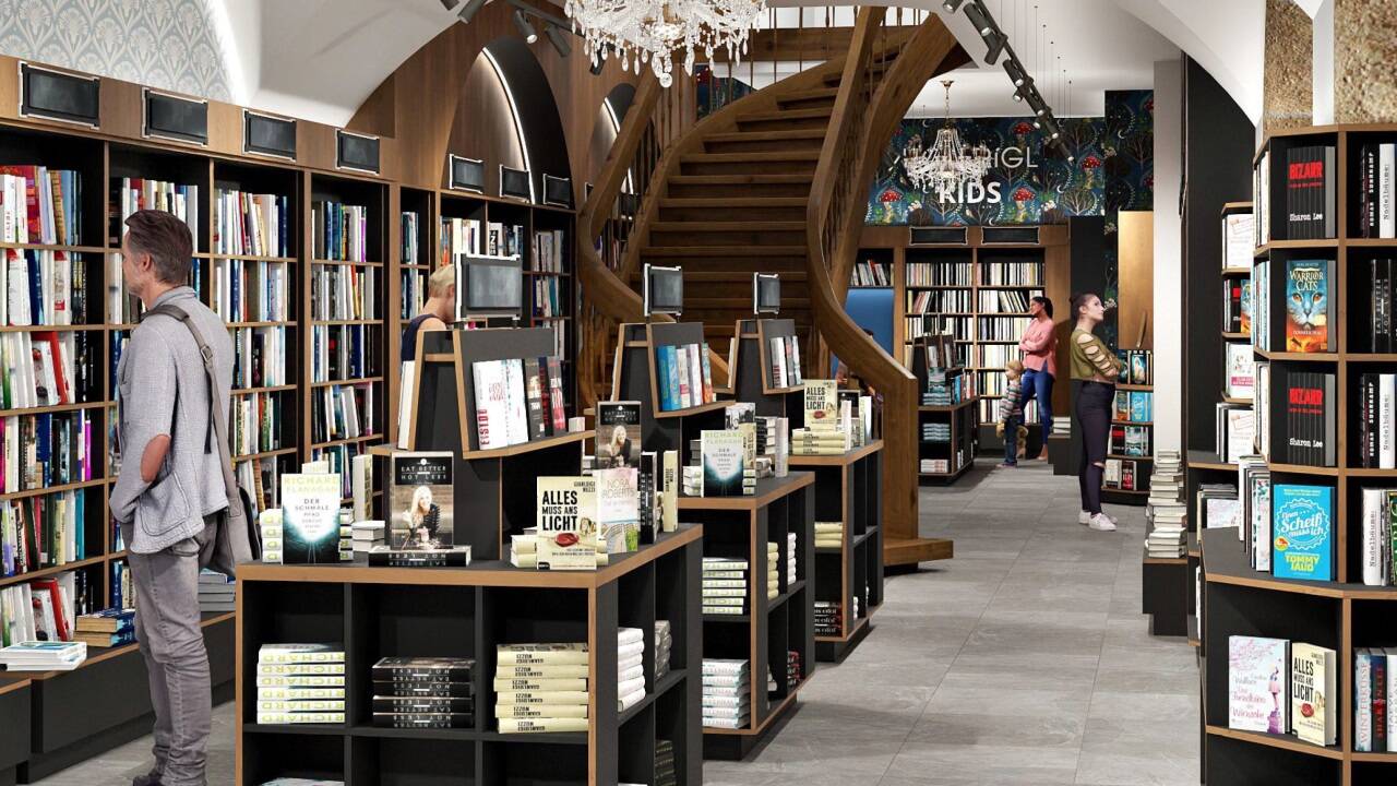 So soll die Buchhandlung Höllrigl nach dem Umbau aussehen. 