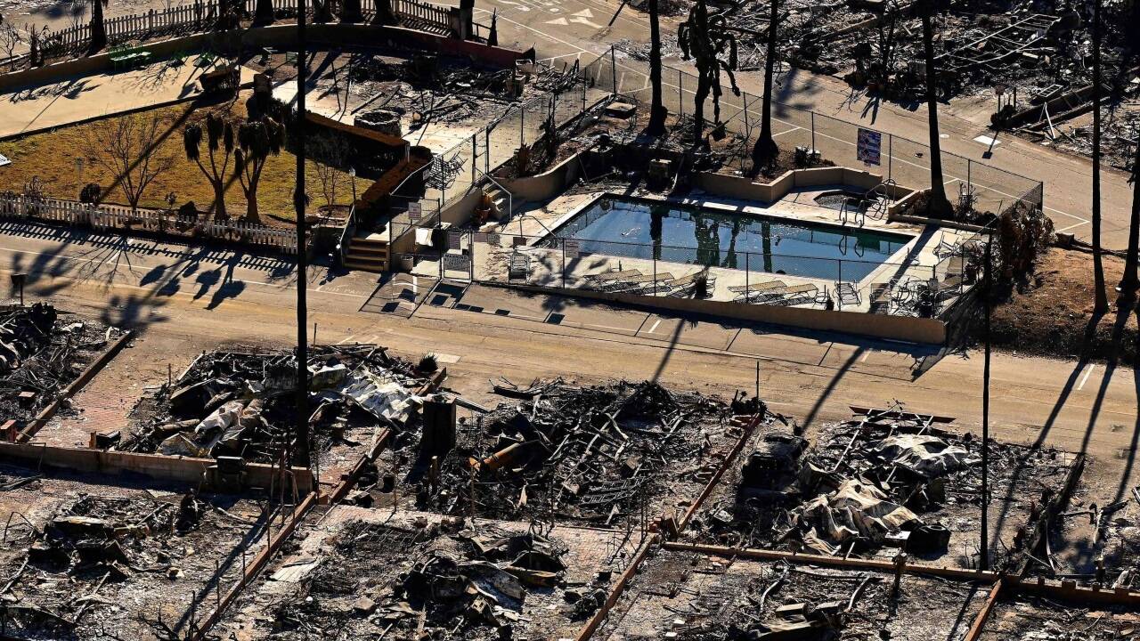 So sieht es derzeit im großteils abgebrannten Stadtteil Pacific Palisades in Los Angeles aus.  