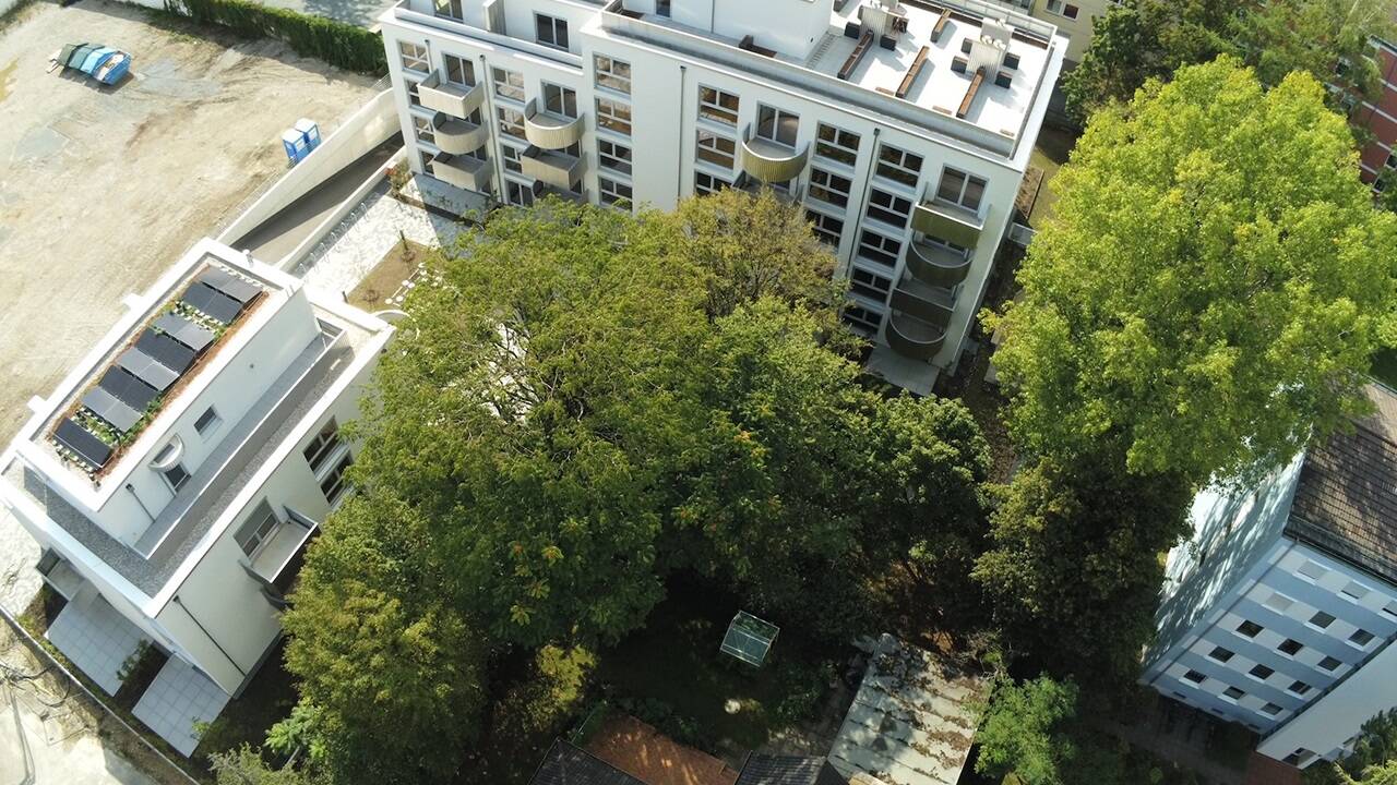 Das Projekt in der Münchener Harbachstraße verfügt über einen Eisspeicher. 