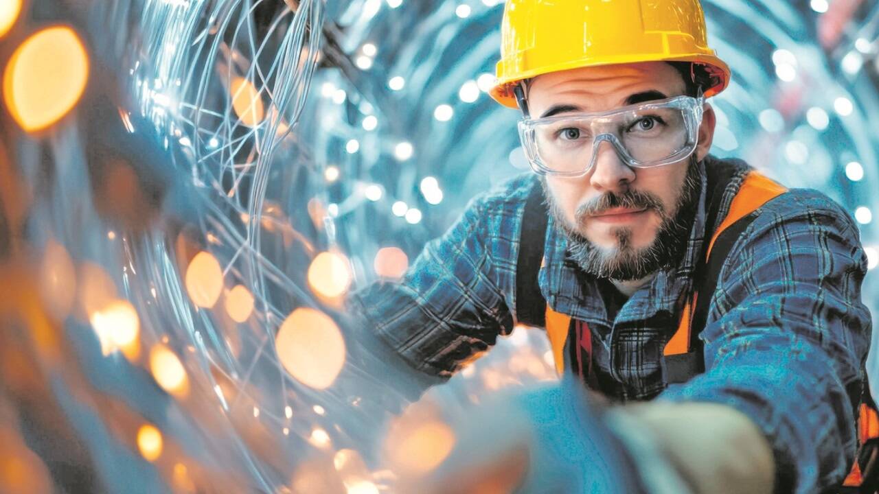 Zukunftssichere Karriere starten: Das Spleißen von Glasfaserkabeln und das Einblasen der Kabelbündel in die im Boden verlegten Rohre gehören zur Arbeit eines Glasfasertechnikers. 