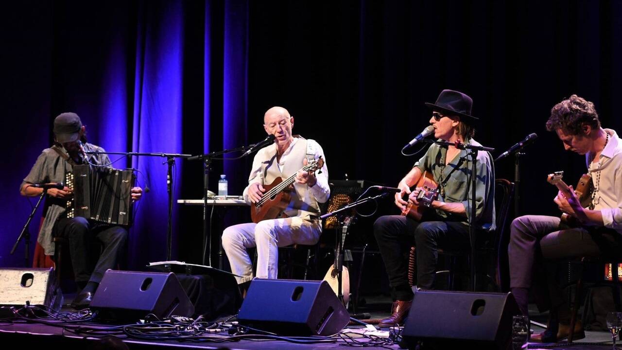 Walther Soyka, Willi Resetarits, Ernst Molden und Hannes Wirth 2020 im Wiener Stadtsaal.  Walther Soyka, Willi Resetarits, Ernst Molden und Hannes Wirth 2020 im Wiener Stadtsaal.
