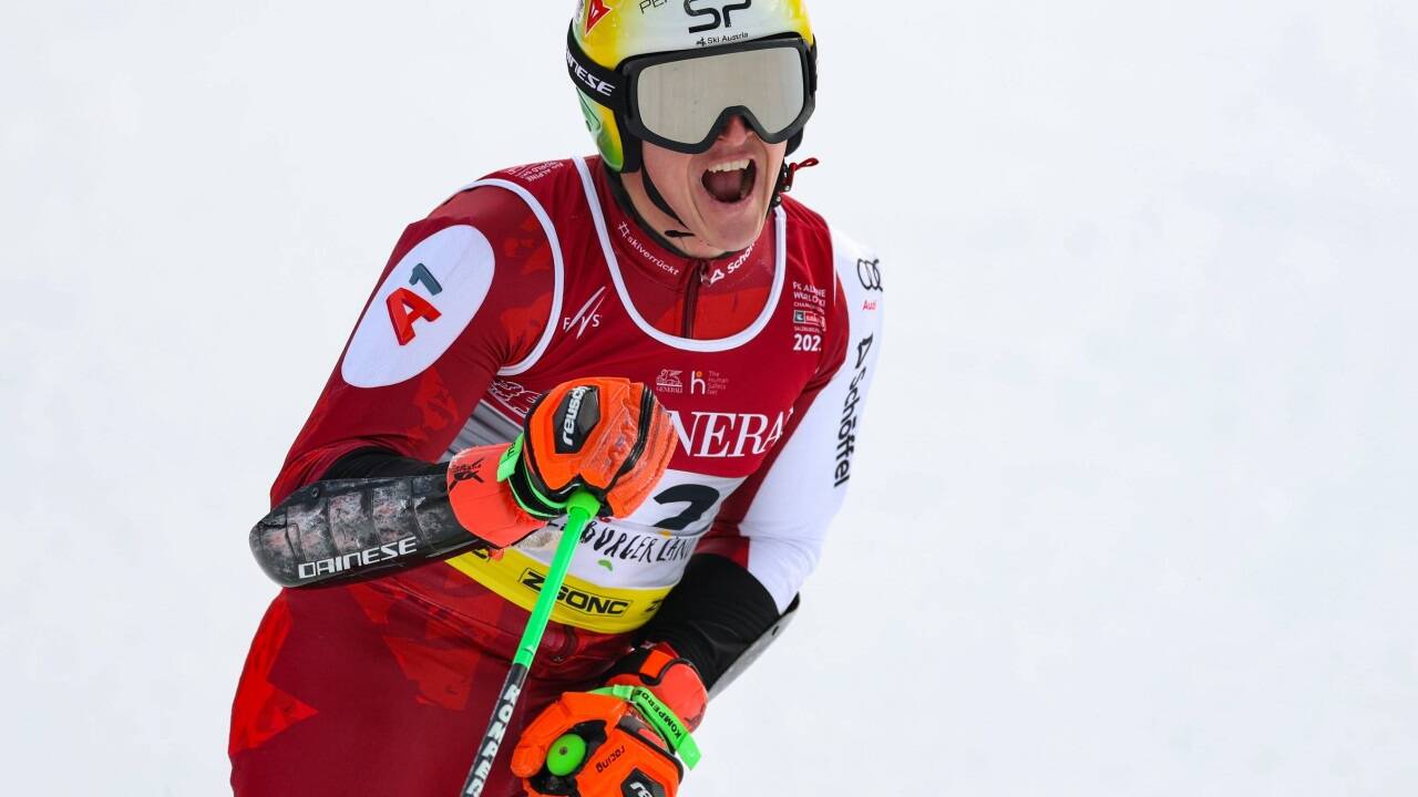 Raphael Haaser holte Gold im Riesentorlauf bei der WM in Saalbach. 