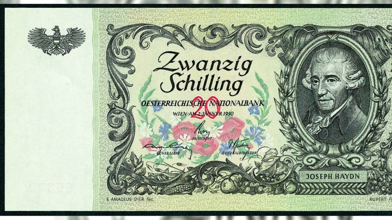 Der erste prominente Österreicher auf einem Schilling-Schein: Josef Haydn. 