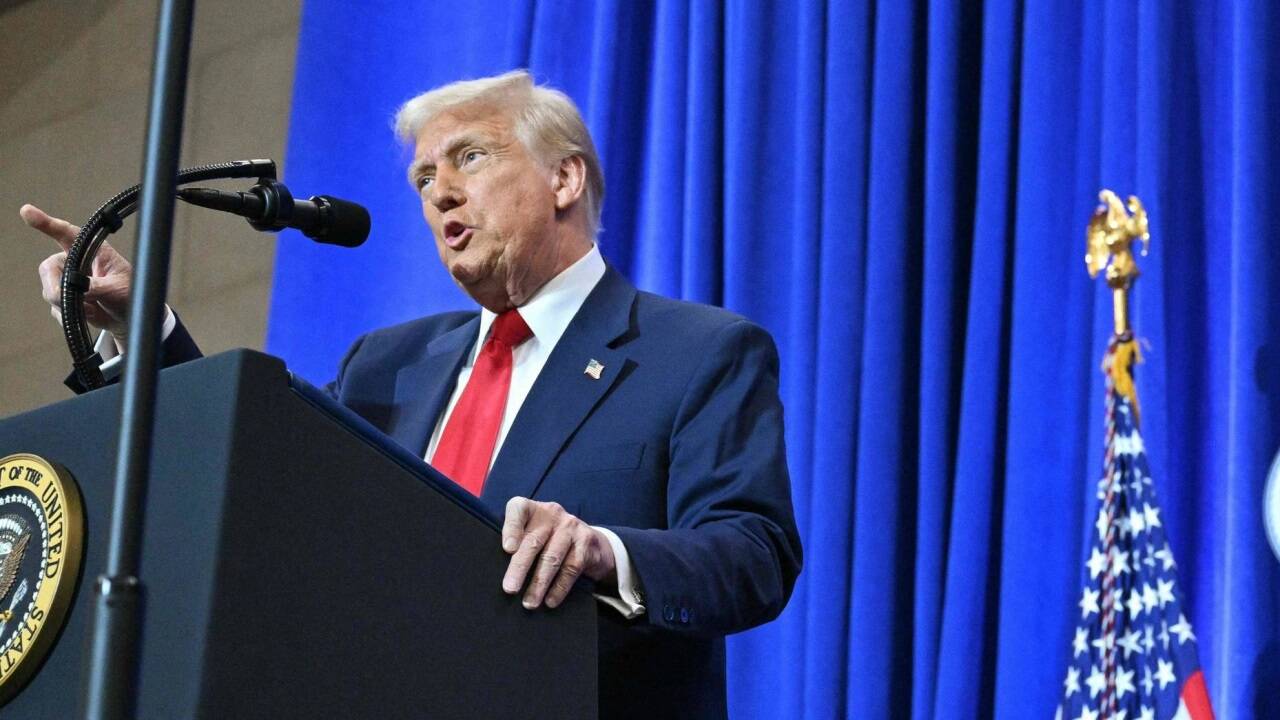 Trump bei einer Rede am Freitag.  Trump bei einer Rede am Freitag.