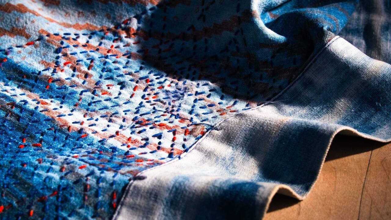 Decke in Sashiko-Technik.  
