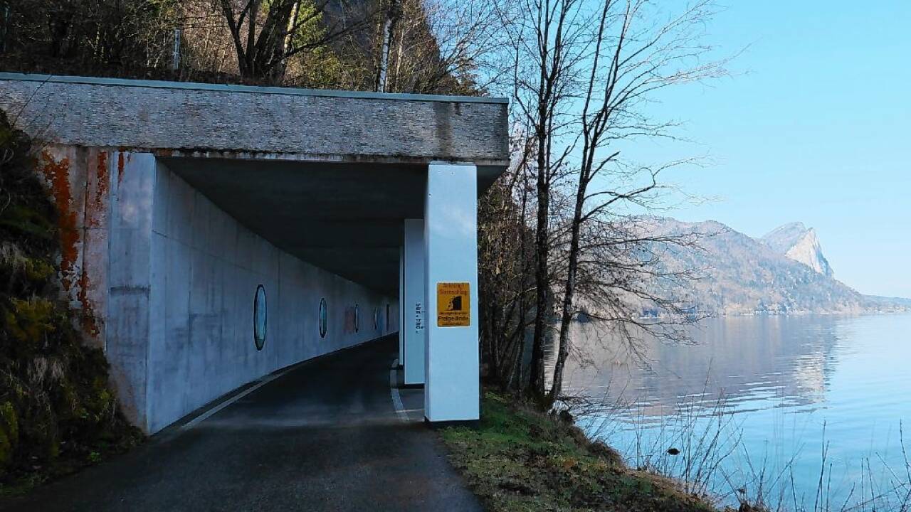 Ein- und Ausblicke beim Land-Art-Projekt Mondseeland beim Kienbergwandtunnel. 